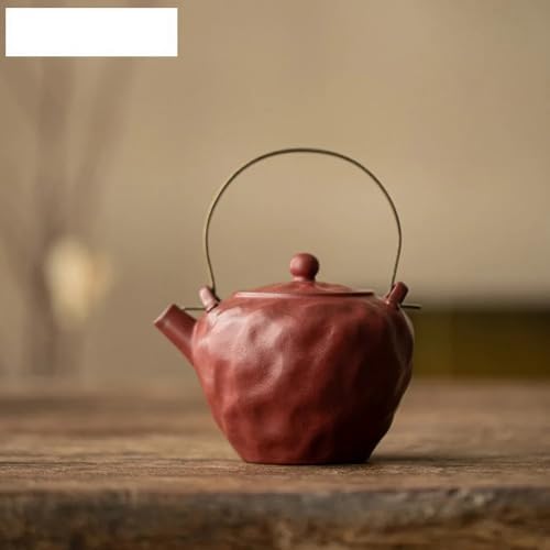 Tea Pots For Loose Tea 320ml Rough Pottery Handmade Teapot Japanese Filter Loop-handled Teapot Tea Brewing Kettle Teaset Tea Pots Coffee Pot Tea Infuser Pot(B 12X13.8CM 320ML) - Image 7