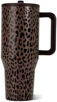HydroJug Traveler 40oz, Insulated Tumbler with Handle & Straw, Brown Leopard by Hydrojug
