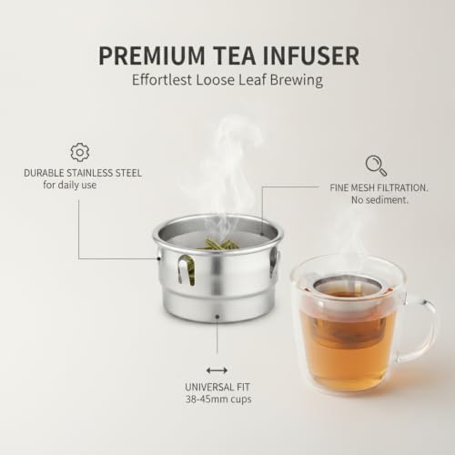Stainless Steel Tea Infuser for Loose Leaf - Fine Mesh Strainer Fits Mugs & Cups (1.5-1.77 Inch Diameter) - Image 4