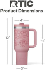 RTIC 40oz Road Trip Tumbler, Insulated, Ceramic Lined, Pink Peonies - Image 5