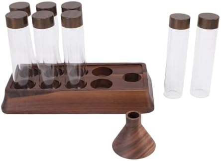 Luocute Single Dose Coffee Bean Storage Tubes, 8pcs Clear Glass Dosing Vials with Walnut Wooden Stand, Airtight Coffee Bean Cellar for Home Bar by Unknown