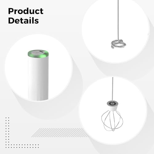 Rechargeable Milk Frother with Stand, 1500 mAh Battery, 6500 RPM Electric Drink Mixer, Handheld Milk Frother with Stainless Steel Whisks, Type C Charge, 400 Second Runtime for Latte, Coffee, - Image 3