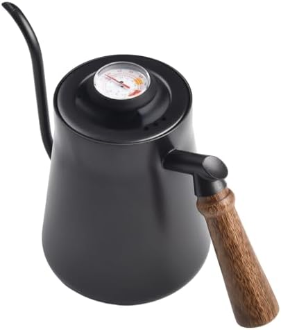 Stainless Steel Gooseneck for kettle With Thermometer, 650 850ML Narrow Spout Coffee Pot For Pour Over Brewing At Home Or Cafe(650ML Black) - Image 2