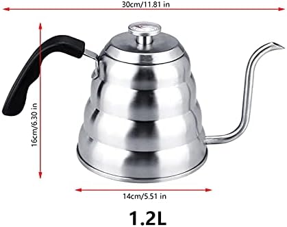 Pour Over Coffee Kettle 1.2L Gooseneck with Thermometer - Image 2