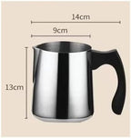 Milk Frother Cup,Coffee Jug,600/900ml 304 Stainless Steel Insulated Handle Wax Cup Espresso Craft Latte Milk Cream Foam Cup Home Café(900ml) - Image 2