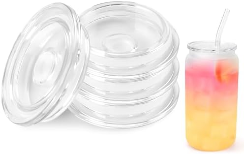 Joyclub Bundle of 4 Pack Acrylic Lids (Clear) and 8 Pack Sublimation Glass Cups Blanks with Bamboo Lid 16 OZ - Image 2