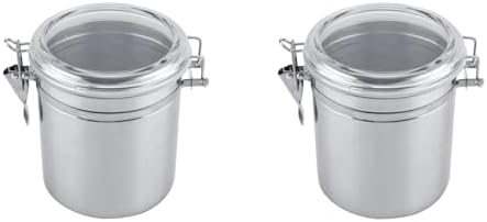 Haofy 2 Pcs Coffee Canister with Clear cover, 51oz Airtight Stainless Steel Kitchen Food Storage Container Vacuum Sealed Storage Jarfor Grounds Coffee Beans Tea Flour Cereal Sugar by Haofy