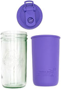 Mason Jar Lifestyle Wide Mouth 24oz Pint & Half Mason Jar Water Bottle Travel Tumbler with Silicone Sleeve & Pour & Store Shaking Lid (Ultra Violet) by MasonJarLifestyle