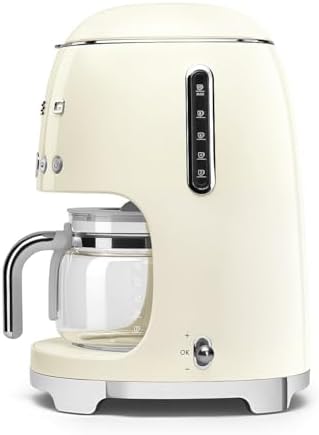 Smeg 50's Retro Style Aesthetic Drip Coffee Machine with 10 Cup Glass Carafe, Auto Start Feature, Keep Warm Plate, and Two Coffee Strength Settings (Cream) - Image 6