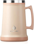 Ideus Insulated Beer Stein, 24/34oz Stainless Steel Double Walled Beer Mug Giant Bar Drinkware Metal Beer Cup with Big Grip Handle (Pale Nude, 34 ounces (1,000ml)) by IDEUS