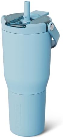 BrüMate Resa Flip 35oz Travel Tumbler with Covered Flip Down Straw | 100% Leakproof Water Bottle | Made of Insulated Stainless Steel | Cup Holder Friendly Silicone Base | 35oz (Glacier) by Br%C3%BCMate