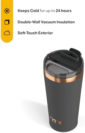 RTIC 18oz Pint Tumbler with Lid, Ceramic Lined, Light Black - Image 2