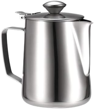Milk Frothing Pitcher Stainless Steel Milk Frothing Pitcher With Lids Steam Coffee Barista Kettle Cream Cup Jug(950ml) by Unknown