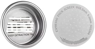 Precise 58.5mm Espresso Coffee Filter Baskets With Espresso Puck Screen Fit 58mm Portafilter Barista Accessories(18g and Puck Screen) by Unknown