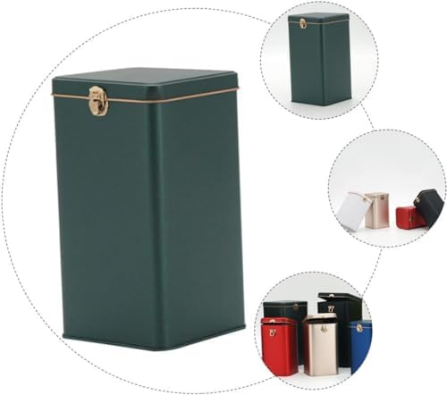 Metal Tea Black Tea Loose Leaf Condiment Organizer for Fridge Containers for Food Tea Storage Can Metal Cookie Tins Container Sealing Pot Tea Storage Container-Deep Greenx3pcs - Image 2