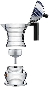 Alessi MDL02/1 B "Pulcina" Stove Top Espresso 1 Cup Coffee Maker in Aluminum Casting Handle And Knob in Pa, Black - Image 5