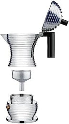 Alessi MDL02/6 B "Pulcina" Stove Top Espresso 6 Cup Coffee Maker in Aluminum Casting Handle And Knob in Pa, Black - Image 5