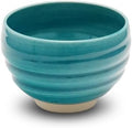 Kyoto Kiyomizu-yaki Earthenware Matcha Bowl - Rokuro Suji – 20.2 fl oz Charming Form, Lead-Free, Gift Box Included - Ideal for Tea and Café au Lait Made in Japan (Turquoise Blue) by COTONOHA