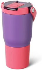 BrüMate Resa Flip 20oz Kids Travel Tumbler with Covered Flip Down Straw | 100% Leakproof Water Bottle | Insulated Stainless Steel | Cup Holder Friendly Silicone Base | 20oz (Aurora) - Image 2
