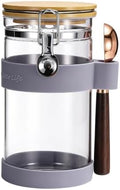 uxcell Airtight Glass Canister with Bamboo Lid & Spoon, Glass Coffee Bean Storage Container 1200ml/40oz Kitchen Pantry Sealed Freshness for Grounds Tea Cereal Sugar, Purple by uxcell