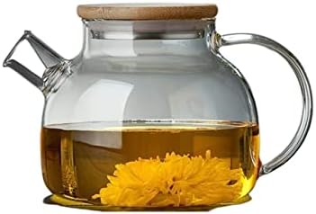 Tea Pot 1L/1.6L Large Capacity Heat-resistant Glass Teapot Flower Teapot Transparent Glass Juice Container Large Teapot Teapot for Infuser (Color : 1000ML) by UNNS