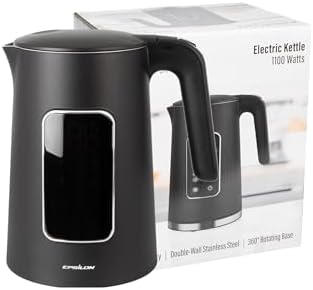 Epsilon LCD Electric Kettle 1100W - 1.7L Hot Water Tea Kettle with Digital Display, Temperature Control, Fast Boil, BPA-Free Electric Teapot with Auto Shut-Off & Boil Dry Protection by Epsilon