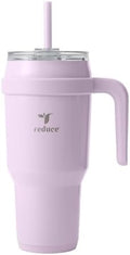 REDUCE 40 oz Stainless Steel Tumbler with Handle - Dual-Wall Vacuum Insulated Travel Mug, Sweat-Proof Lid & Reusable Straw - Keeps Drinks Cold for 24 Hrs, Fits Cupholders, Dishwasher Safe - Lilac Bud by Reduce