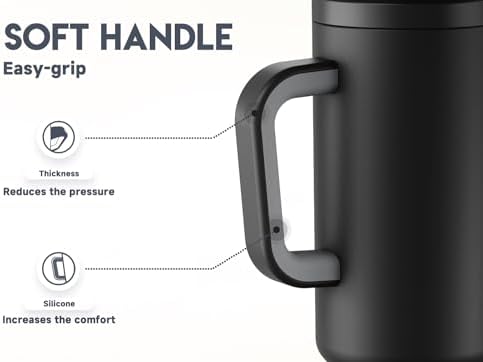 Meoky 50 oz Tumbler with Handle, Tumbler with Lid and Straw, Insulated Stainless Steel Travel Mug, 100% Leak-proof, Keeps Cold for 36 Hours or Hot for 12 Hours (Night) - Image 4