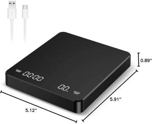 Coffee Scale, Rectangular Digital Scale, 0.1g-3000g, Dual Timer - Image 3