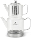 Unique Borosilicate Glass Teapot Set, 1.8L Total Capacity, Drip-Free Spouts by YERSIZ