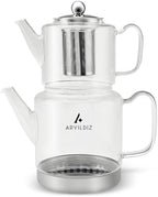 Unique Borosilicate Glass Teapot Set, 1.8L Total Capacity, Drip-Free Spouts by YERSIZ
