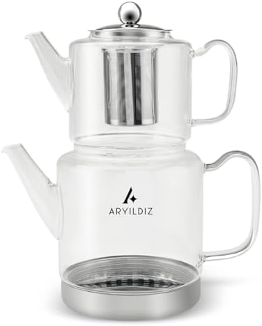Unique Borosilicate Glass Teapot Set, 1.8L Total Capacity, Drip-Free Spouts by YERSIZ