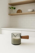 Glass espresso measuring cup, 4oz Espresso cup with handle, coffee bar, Wood espresso cup by Unknown