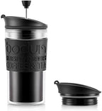 Bodum Insulated 11102-01s Piston Cup with Hinged Lid, 0.35 Litre, Black, Transparent, Plastic, 8.9 cm by Bodum