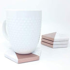 Marble Hexagon Stone Coasters with Rose Gold Accent, Set of 4 - Image 3