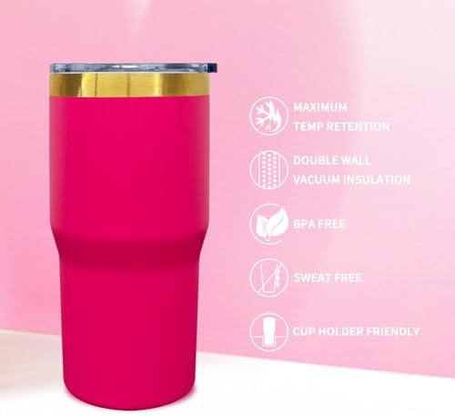 20 oz Tumbler Bulk Stainless Steel Tumblers with Lids and Straws Rosy - Image 3