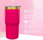 20 oz Tumbler Bulk Stainless Steel Tumblers with Lids and Straws Rosy - Image 3