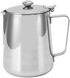 Milk Frothing Pitcher, Stainless Steel Steaming Pitcher for Coffee, 304 Stainless Steel Milk Frother Cup with Lid, Ergonomic Handle and Spout for Baristas, Home and Cafe by Unknown