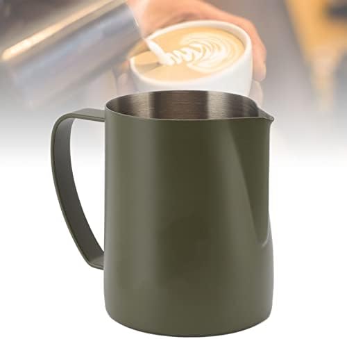 Coffee Milk Frothing Pitcher, 600ml Espresso Steaming Jug with Falcon Beak Tip, 304 Stainless Steel Milk Frother Cup for Coffe, Cappuccino, Latte Art, Espresso Machine Accessories(OD Green) - Image 4