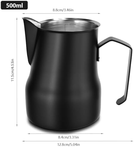 350/500ml Stainless Steel Milk Frothing Pitcher Coffee Barista Frother Pitcher Espresso Steaming Frother Latte Cup Milk Jug(black 500ml) - Image 2