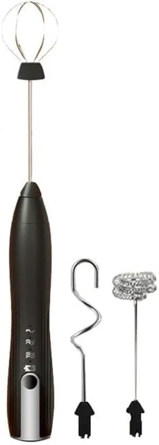 Electric Milk Frother USB Rechargeable Frothing Machine Blender Coffee Cream Drink Frothing Wand Handheld Egg Beater 3 Speeds(Black) by Unknown