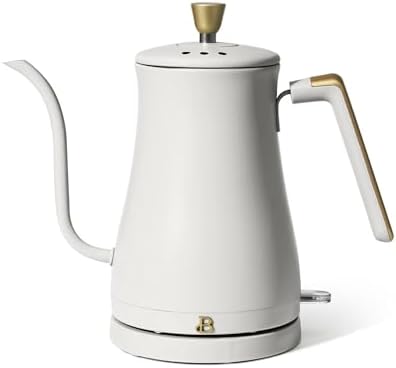 Electric Gooseneck Kettle 1 Liter 1200W Fast Boil with Precision Pour Spout, Stainless Steel Interior, Auto Shut-Off & 360° Swivel Base (White Icing) by Unknown