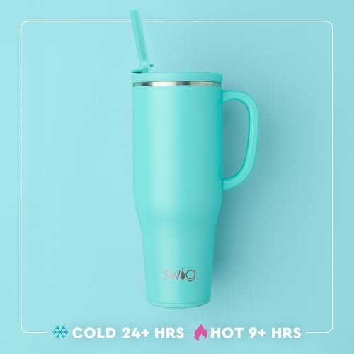 Swig Life 40oz Leakproof Mega Mug with Handle & Straw, Summer Salt - Image 3