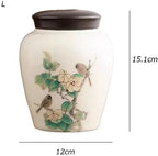 Tea Tins Canister Home Decor Crafts Loose Leaf Tea Storage Jar Ceramic Tea Box Guest Vintage Chinese Sugar Jar Tea Storage Containers(Large) - Image 2