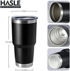 HASLE OUTFITTERS 30oz Stainless Steel Tumbler, Double Wall Vacuum Insulated Travel Mug Tumbler, Durable Insulated Coffee Mug, Gift Box Set (Black, 4) - Image 3