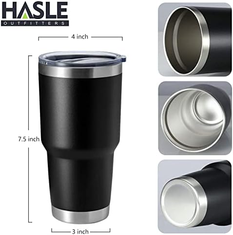 HASLE OUTFITTERS 30oz Stainless Steel Tumbler, Double Wall Vacuum Insulated Travel Mug Tumbler, Durable Insulated Coffee Mug, Gift Box Set (Black, 4) - Image 3