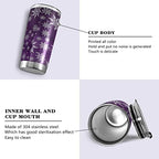 Tumbler Christmas Purple Snowflake Insulated Coffee Mug Double Wall Vacuum Travel Mug with Straw and Lid Stainless Steel 20oz - Image 2