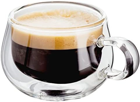 Judge Double Walled Glass Espresso Coffee Handled Cups, Set of 2, 75ml - Vacuum Insulated, Handcrafted Artisan - Strong, Heat Resistant & Dishwasher Safe by Judge