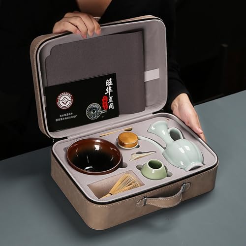Matcha Whisk Set, 8-PCS Portable Matcha Set with Bowl, Teapot & Travel Bag - Complete Japanese Tea Ceremony Kit Gift (A) - Image 2