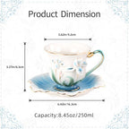 KAMMAK Tea Cups and Saucers Set of 2, Porcelain Coffee Cups, NX015 - Image 2